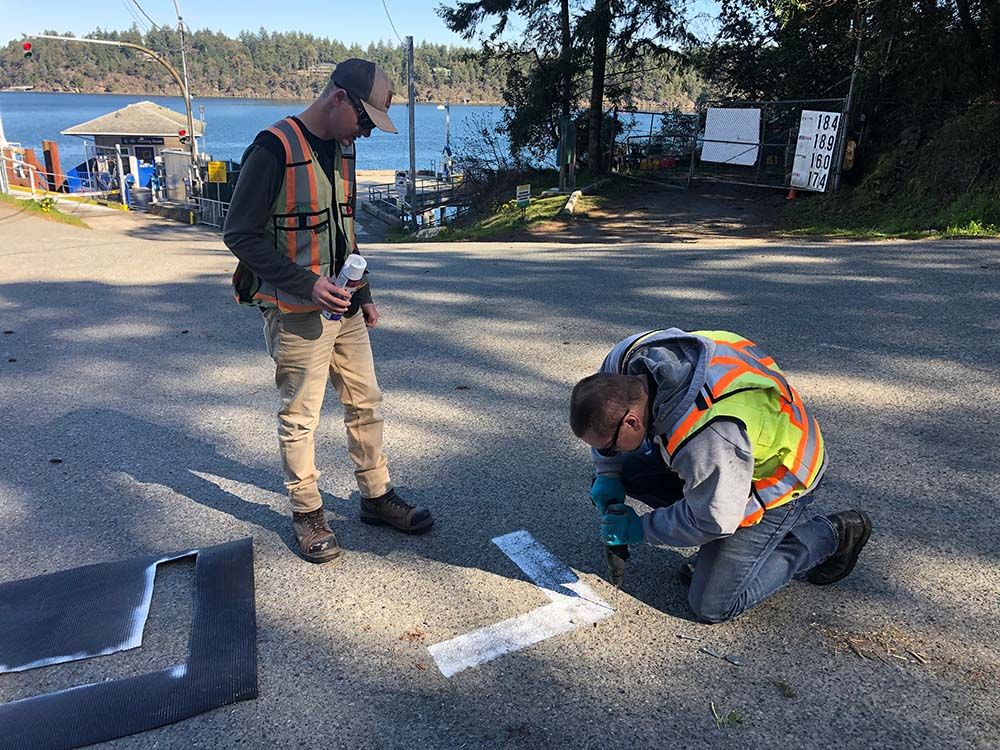 Our team drilling on the Gulf Islands