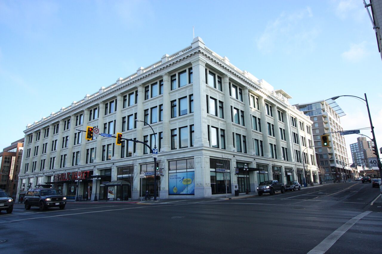 View of the Hudson District with multi-storey buildings.