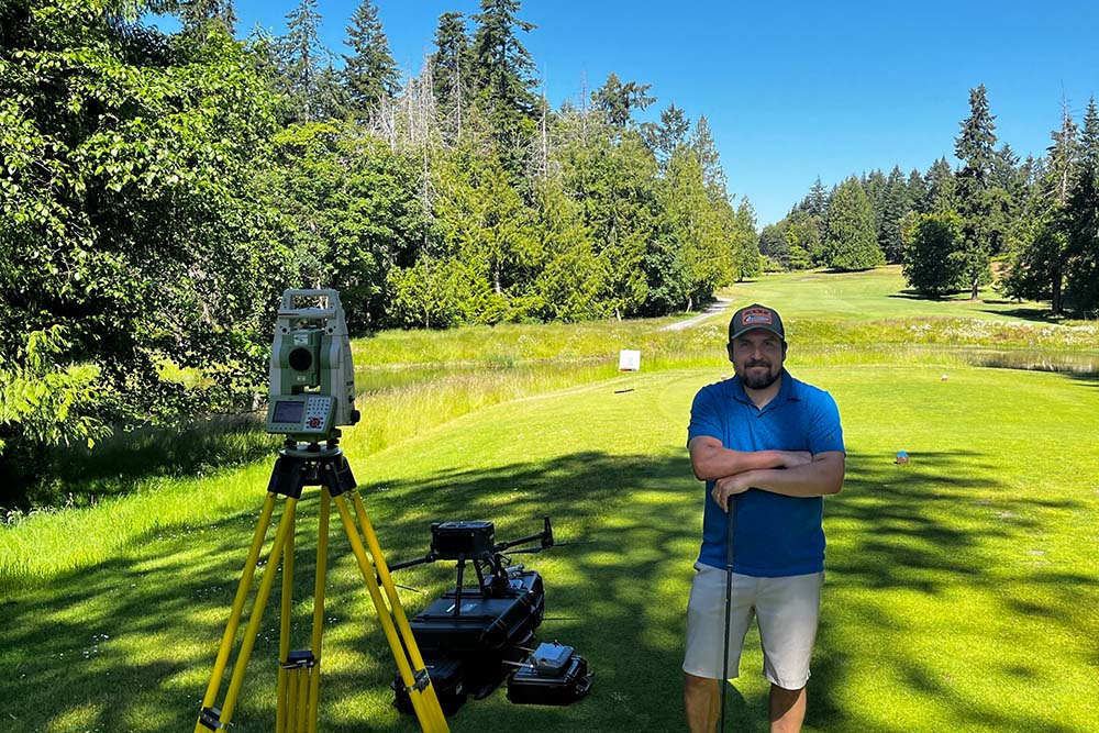 Posing with his equipment in Cowichan